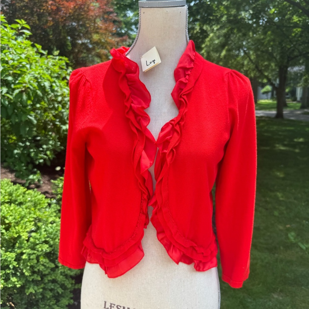 Orange cropped cardigan -INC - Large